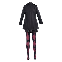 Movie Joker 2 Joker: Folie à Deux (2024) Harley Quinn Black Suit Dress Outfits Cosplay Costume Halloween Carnival 