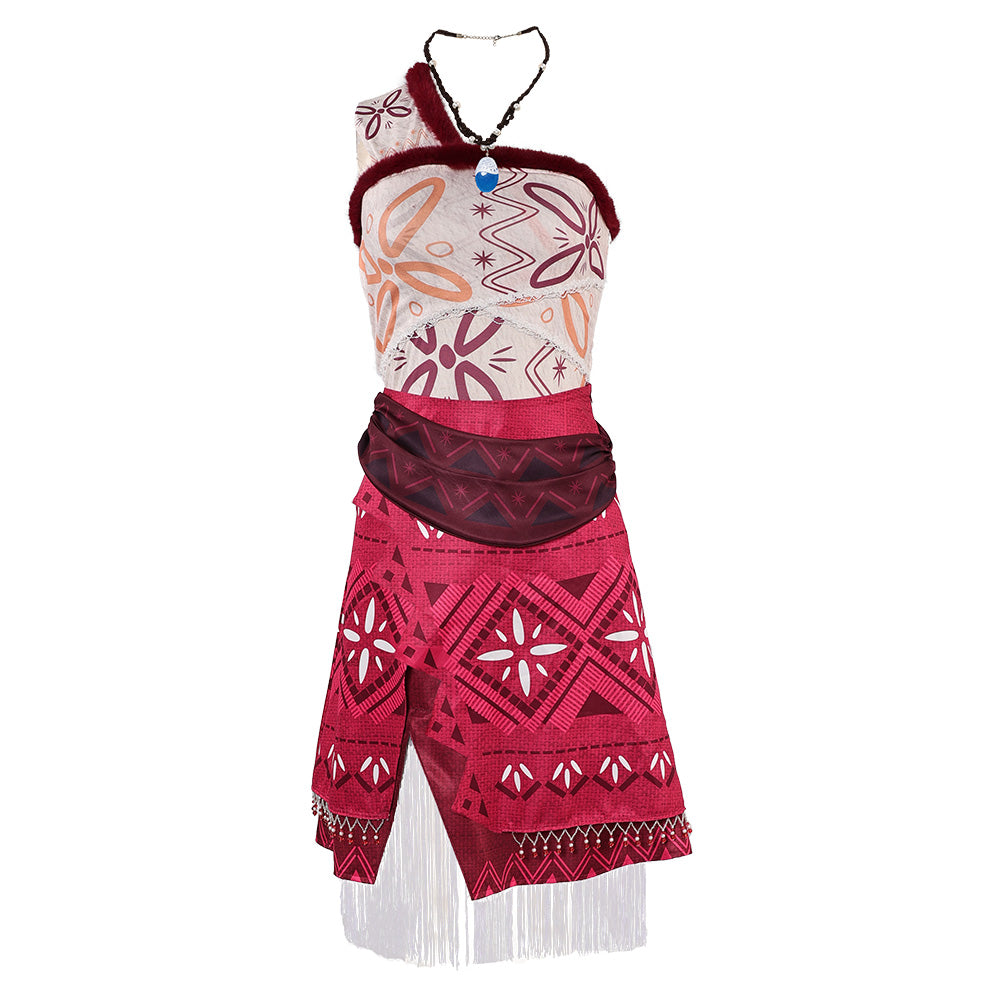 Movie Moana 2 (2024) Moana Red Outfits Cosplay Costume Halloween Carnival Suit 