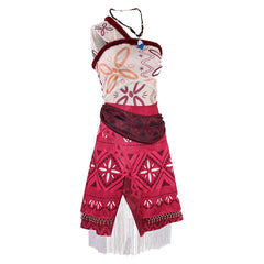 Movie Moana 2 (2024) Moana Red Outfits Cosplay Costume Halloween Carnival Suit 