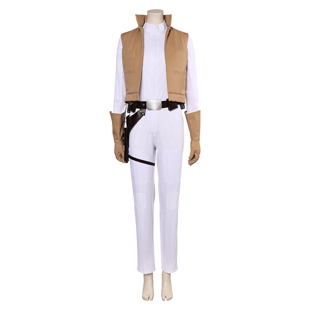 Movie Princess Leia White Jumpsuit Cosplay Outfits Costume Halloween Carnival Suit