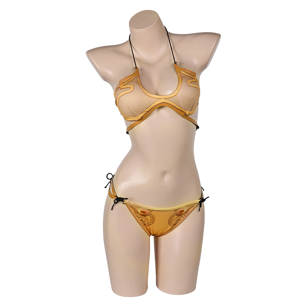 Movie Princess Leia Yellow Swimsuit Bikinis Cosplay Costume Outfits Halloween Carnival Suit