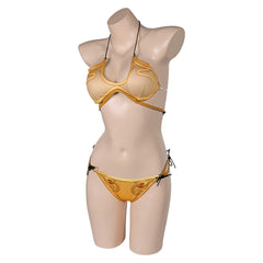 Movie Princess Leia Yellow Swimsuit Bikinis Cosplay Costume Outfits Halloween Carnival Suit