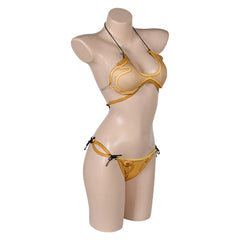 Movie Princess Leia Yellow Swimsuit Bikinis Cosplay Costume Outfits Halloween Carnival Suit