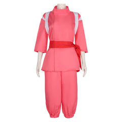 Movie Spirited Away Ogino Chihiro Pink Set Outfits Cosplay Costume Halloween Carnival Suit