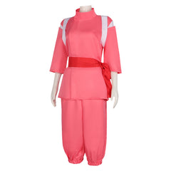 Movie Spirited Away Ogino Chihiro Pink Set Outfits Cosplay Costume Halloween Carnival Suit