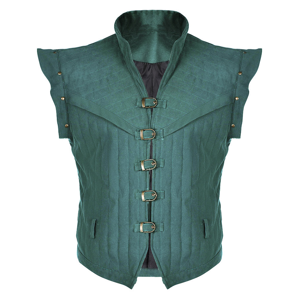 Movie Tangled Flynn Rider Medieval Green Waistcoat Outfits Cosplay Costume Halloween Carnival Suit