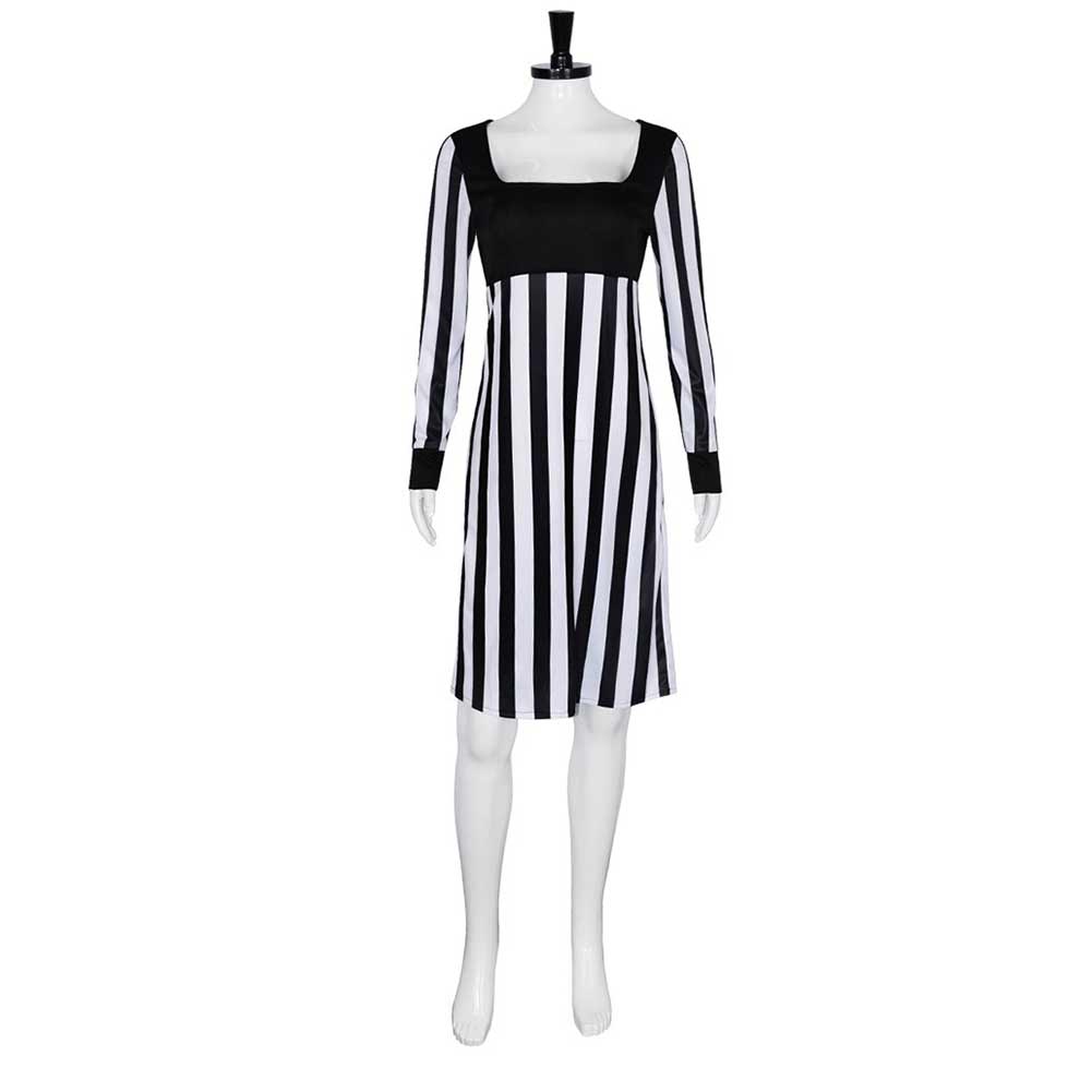 Movie The Mask Tina Carlyle Black White Striped Dress Outfits Cosplay Costume Halloween Carnival Suit 