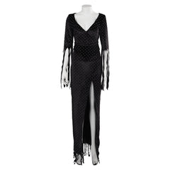 Movie The Vampira Show Vampira Black Rhinetstone Dress Outfits Cosplay Costume Halloween Carnival Suit 