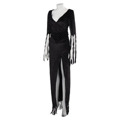 Movie The Vampira Show Vampira Black Rhinetstone Dress Outfits Cosplay Costume Halloween Carnival Suit 