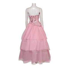 Movie Wicked (2024) Glinda Pink Tulle Dress Outfits Cosplay Costume Halloween Carnival Suit 