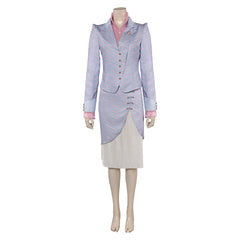 Movie Wicked (2024) Glinda Purple Striped Outfits Cosplay Costume Halloween Carnival Suit 