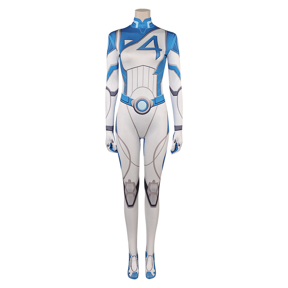 Mv Rivals (2024) Invisible Woman Cosplay Blue White Jumpsuit Outfits Costume Halloween 