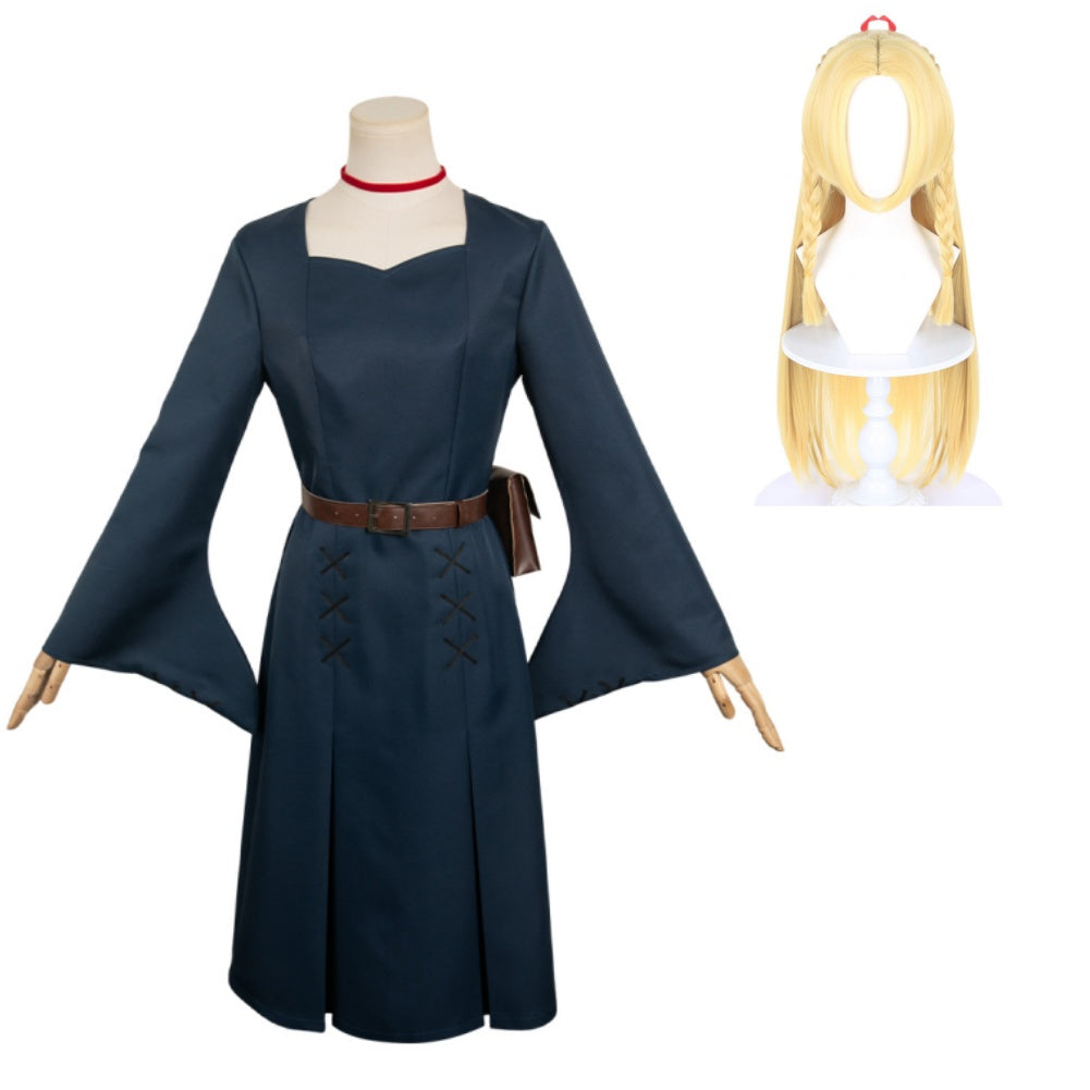 Anime Delicious In Dungeon 2024 Marcille Donato Blue Dress Cosplay Costume Outfits Halloween Carnival Suit