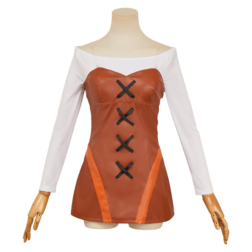 New Panty & Stocking (2025) Panty Brown Leather Dress Set Outfits Cosplay Costume 