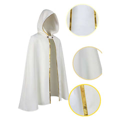Octopath Traveler Temenos Mistral Gold Trim White Hooded Cloak Outfits Cosplay Costume 