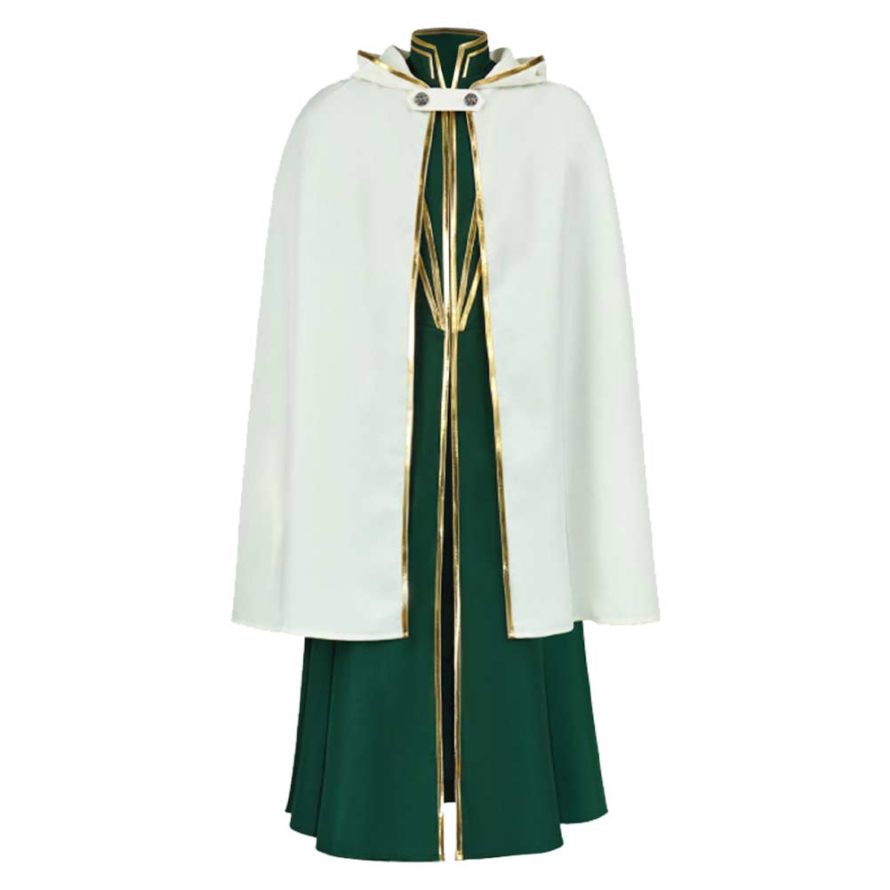 Octopath Traveler Temenos Mistral White Cloak Green Coat Cleric Outfits Cosplay Costume