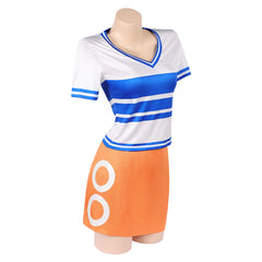 One Piece Film Red Nami Blue Striped Shirt Skirt Set Outfits Cosplay Costume 