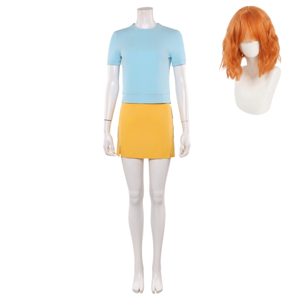 One Piece Live-action 2 (2026) Nami Blue Yellow Skirt Set Outfits Cosplay Costume