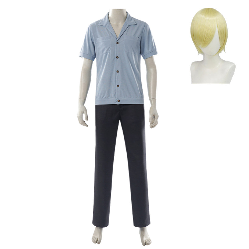 One Piece Live-action 2 (2026) Sanji Blue Shirt Pants Set Outfits Cosplay Costume