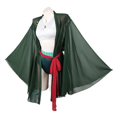 One Piece Roronoa Zoro Women Green Swimsuit Set Outfits Cosplay Costume