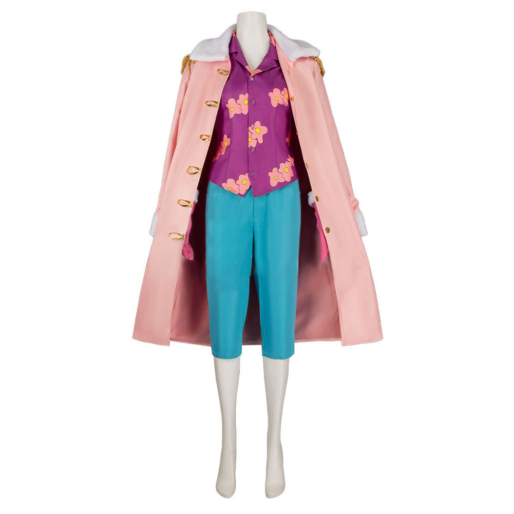 One Piece Tashigi Pink Coat Purple Set Outfits Cosplay Costume Halloween Suit