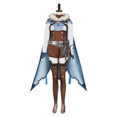 Overwatch 2 Freya Blue Brown Jumpsuit Cloak Set Outfits Cosplay Costume 