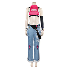 Overwatch Juno Le Sserafim Fearless Pink Top Trousers Set Cosplay Costume 