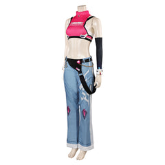 Overwatch Juno Le Sserafim Fearless Pink Top Trousers Set Cosplay Costume 