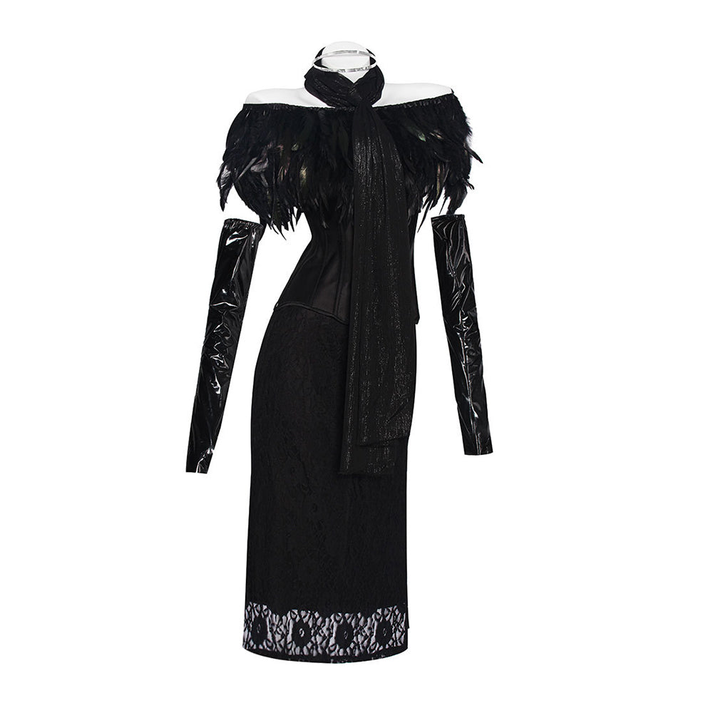 Padme Amidala Black Dress Corset Gown Set Outfits Cosplay Costume 