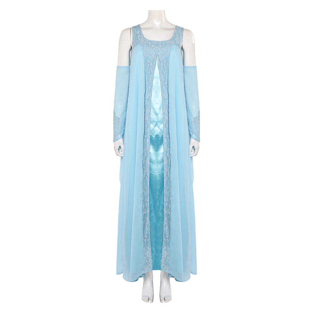 Padme Amidala Blue Lace Dress Outfits Cosplay Costume Halloween Suit