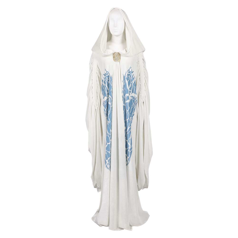 Padme Amidala White Blue Velvet Long Cloak Cape Set Outfits Cosplay Costume 