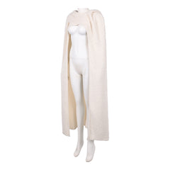 Padme Amidala White Fleece Hooded Cloak Cosplay Costume Halloween Suit 