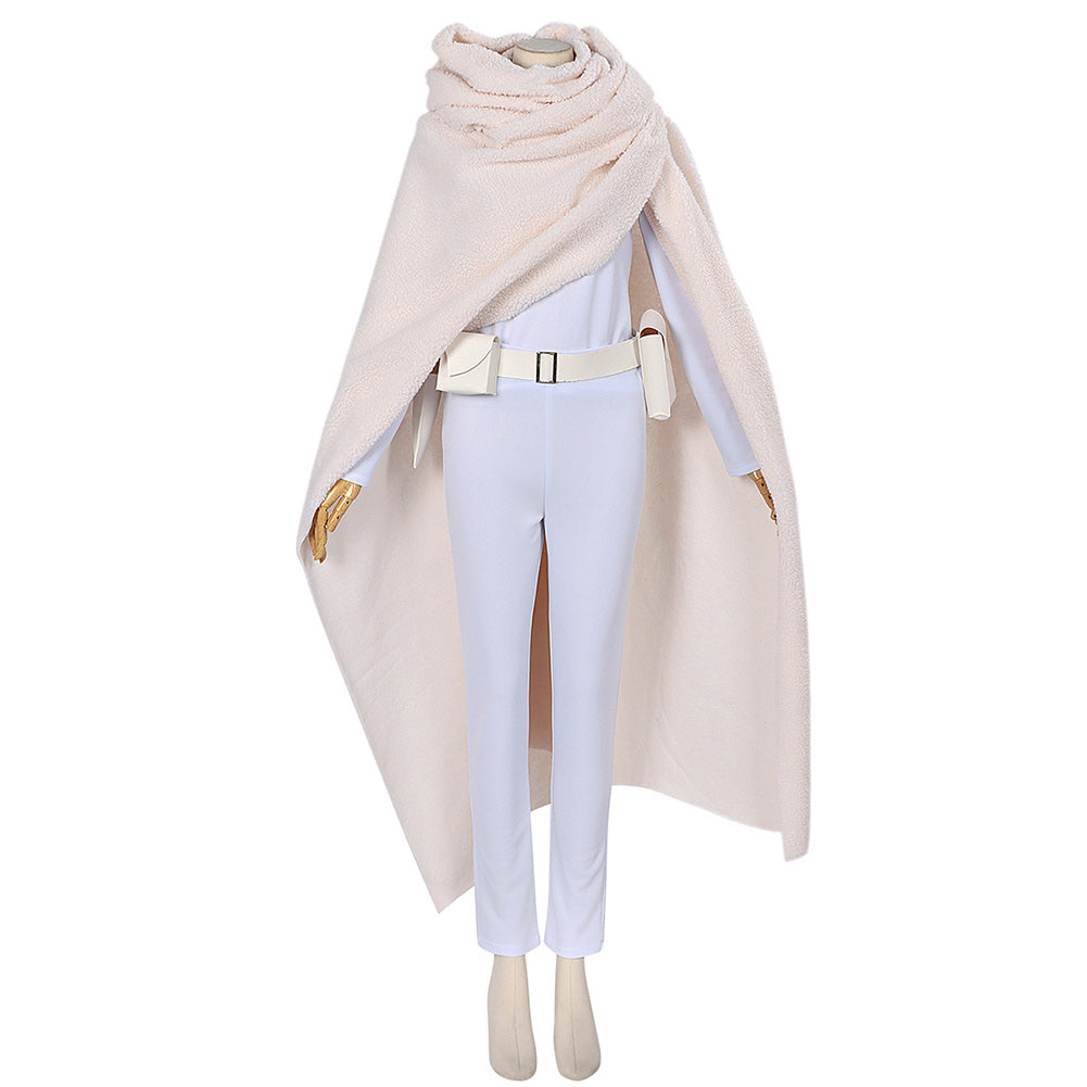 Padme Amidala White Set Cloak Outfits Cosplay Costume Carnival Suit