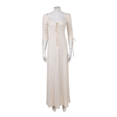 Pirates Of The Caribbean Elizabeth Swann White Lace Up Dress​ Outfits Cosplay Costume 