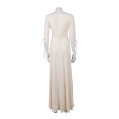 Pirates Of The Caribbean Elizabeth Swann White Lace Up Dress​ Outfits Cosplay Costume 