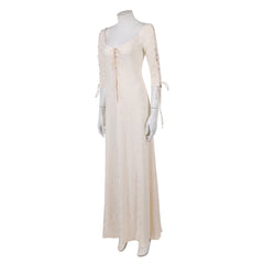 Pirates Of The Caribbean Elizabeth Swann White Lace Up Dress​ Outfits Cosplay Costume 