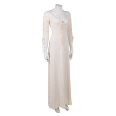 Pirates Of The Caribbean Elizabeth Swann White Lace Up Dress​ Outfits Cosplay Costume 