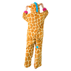 Plush Giraffe Animals Onesie Flannel Pajamas Warm Home Sleepwear Halloween Carnival Suit - OLAOLA