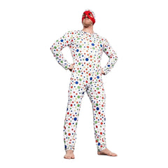 Polka‑Dot Man White Jumpsuit Mask Set Outfits Cosplay Costume Halloween Suit
