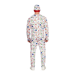 Polka‑Dot Man White Jumpsuit Mask Set Outfits Cosplay Costume Halloween Suit