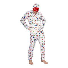 Polka‑Dot Man White Jumpsuit Mask Set Outfits Cosplay Costume Halloween Suit
