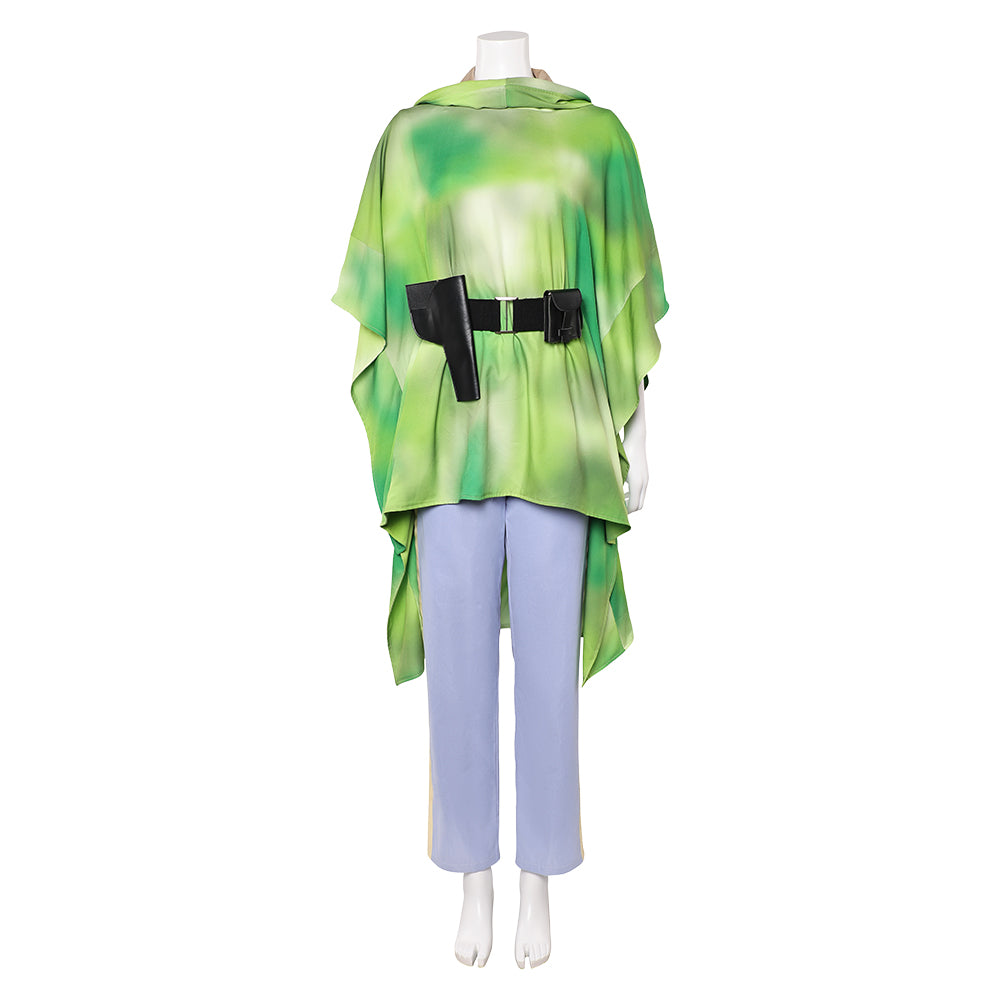 Princess Leia Green Camouflage Poncho Set Outfits Cosplay Costume 