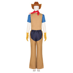 Princess Peach: Showtime! Peach Brown Blue Cowgirl Set Outfits Cosplay Costume 