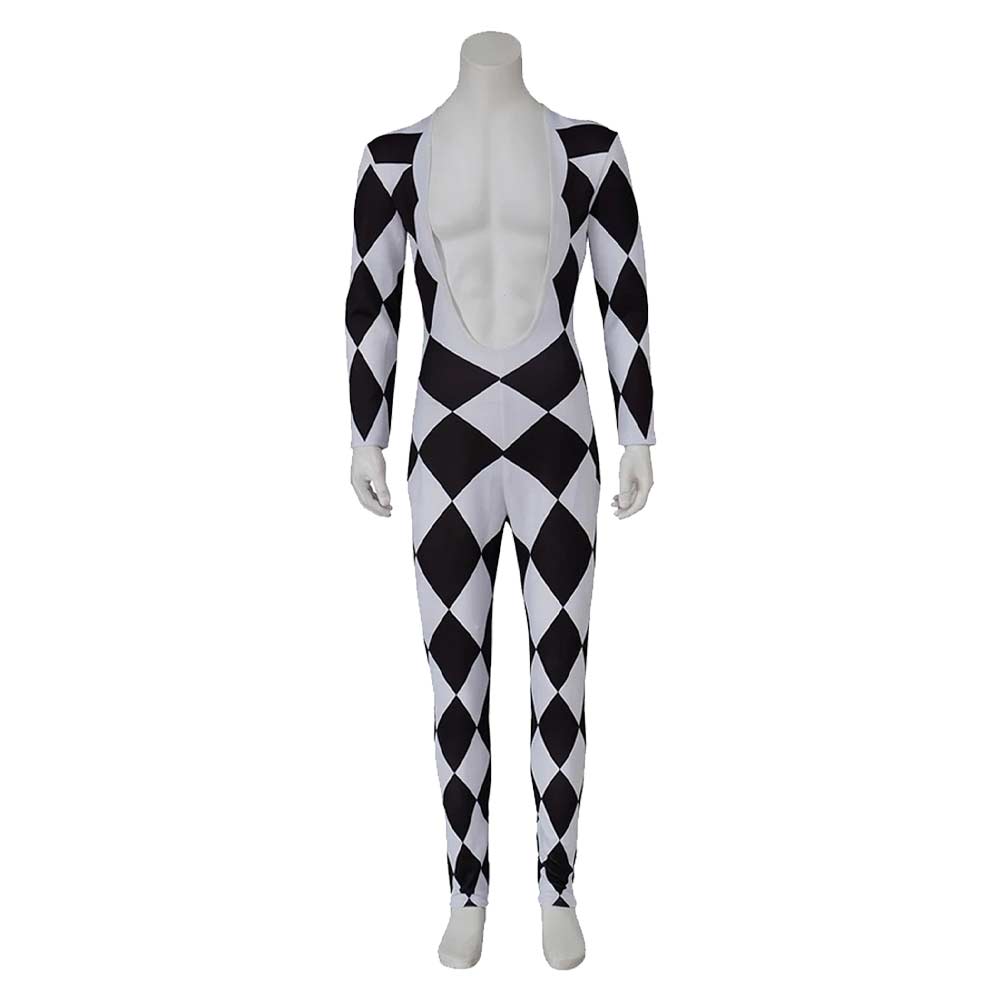 Queen Freddie Mercury Black White Argyle Jumpsuit Outfits Cosplay Costume