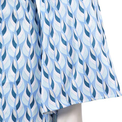 Retro 70s Hippie Disco Blue Jacquard Dress Cosplay Costume Outfits Carnival Suit 