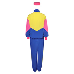 Retro 80s Sportswear Blue Yellow Set Cosplay Costume Outfits Halloween Carnival Suit 