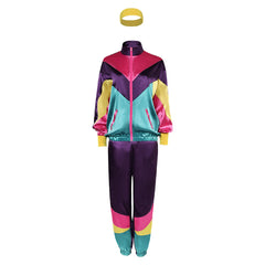 Retro 80s Sportswear Purple Green Set Cosplay Costume Outfits Halloween Carnival Suit 