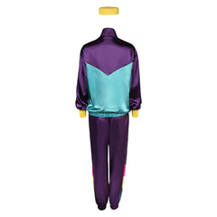 Retro 80s Sportswear Purple Green Set Cosplay Costume Outfits Halloween Carnival Suit 