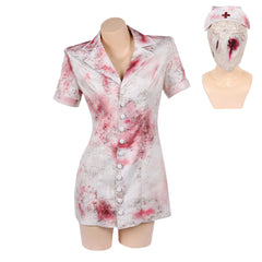 Return To Silent Hill (2026) Nurse Bloody White Dress Outfits Halloween Cosplay Costume