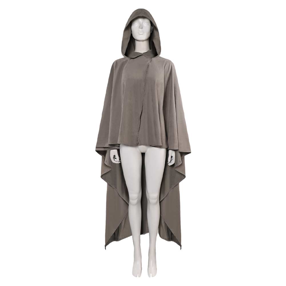 Rey Skywalker Gray Brown Hooded Cloak Cape Outfits Cosplay Costume Halloween Suit 
